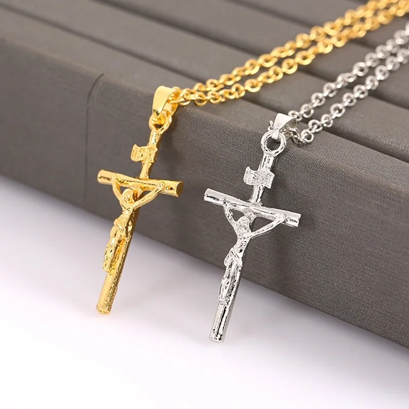 Mode Religiöse Christian Gott Kreuz Kruzifix Anhänger Halskette für Männer Frauen Jesus Link Kette Großhandel Schmuck Geschenke