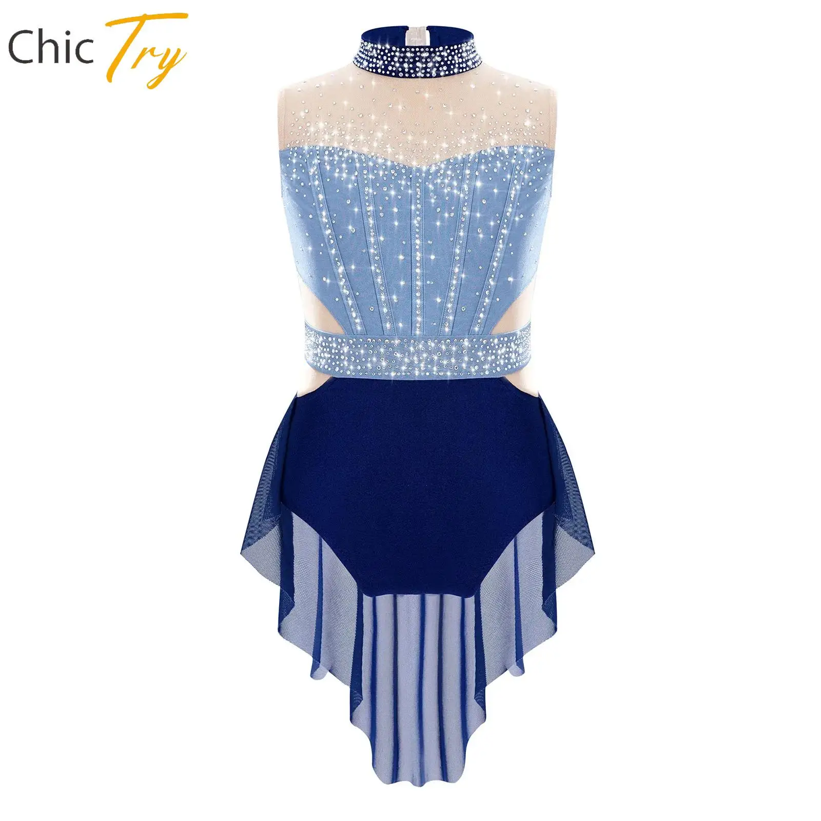 

Kids Girl Ballet Figure Ice Skating Dress Sleeveless Modern Lyrical Dance Dress Rhinestone Gymnastics Leotard Bodysuit Dancewear