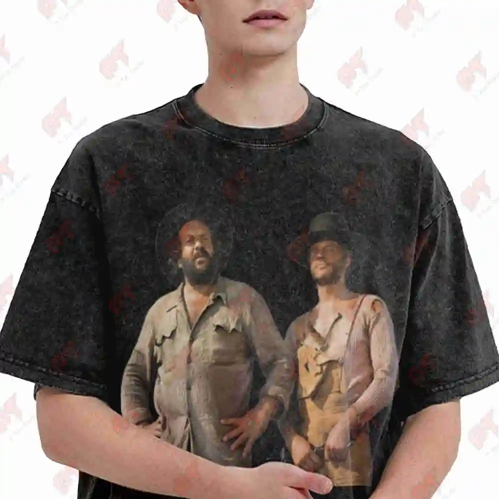 Bud Terence Slap And Beans Western Vintage Washed Tee Pure Cotton T-Shirt