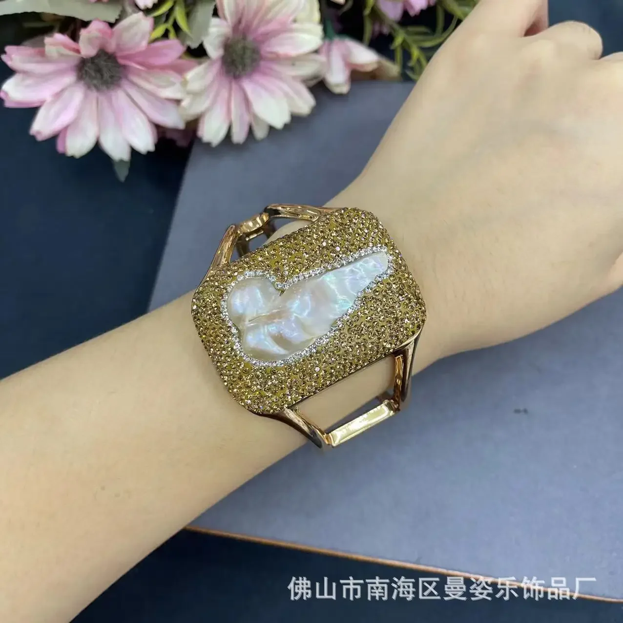 Natural large baroque special-shaped pearl color-preserving live bracelet ins style casual jewelry natural stone hot-selling mod