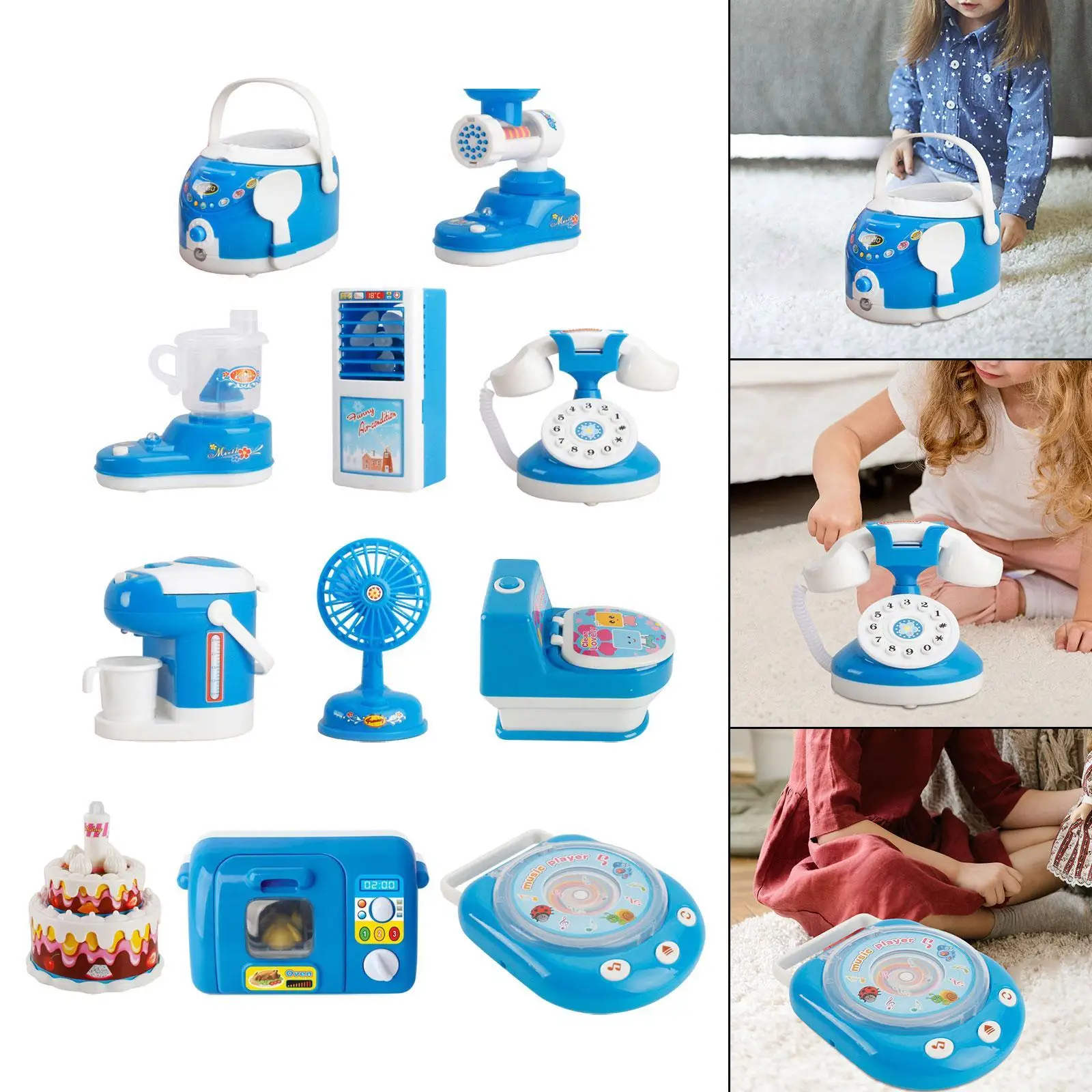 Toy Kitchen Set for Kids, Mini Appliance Playset, Educational Role Play Kitchen Items