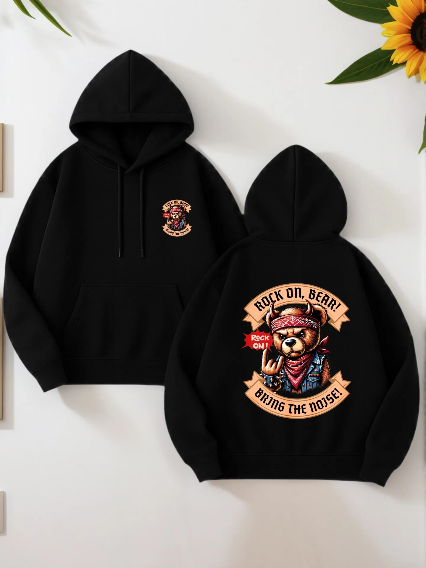 هوديي جرافيك للرجال، قلم رصاص - طباعة جرافيك على شكل زهرة، نمط كاجوال، قماش ناعم، للارتداء اليومي، للشباب #1