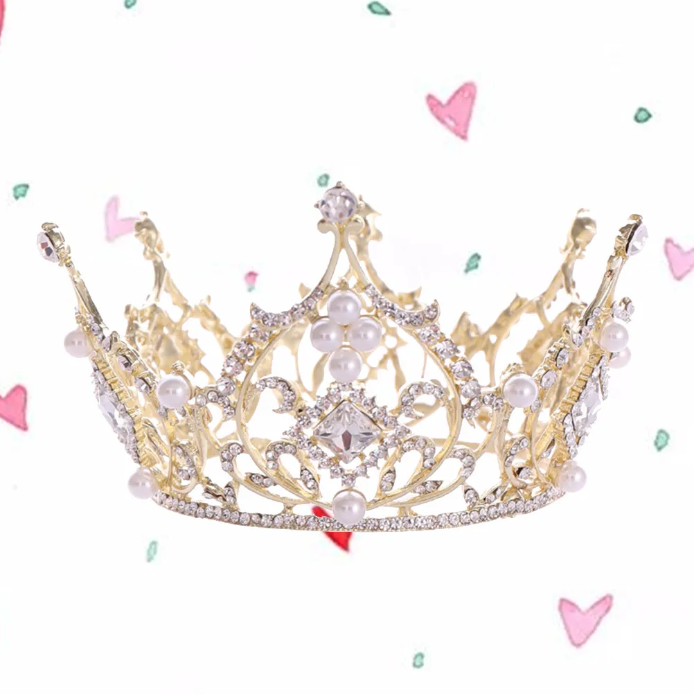 

Роскошная круглая корона в стиле барокко с золотыми стразами, элегантная свадебная тиара, головной убор для невесты, королевы, принцессы, украшение для вечеринки
