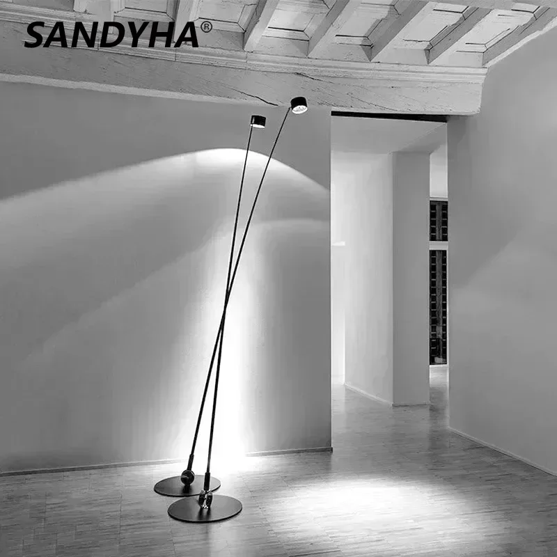 

SANDYHA Nordic Minimalist Long Pole Floor Lamp Living Room Sofa Corner Bedroom Fishing Rod Standing Lights Home Decor Luminaire