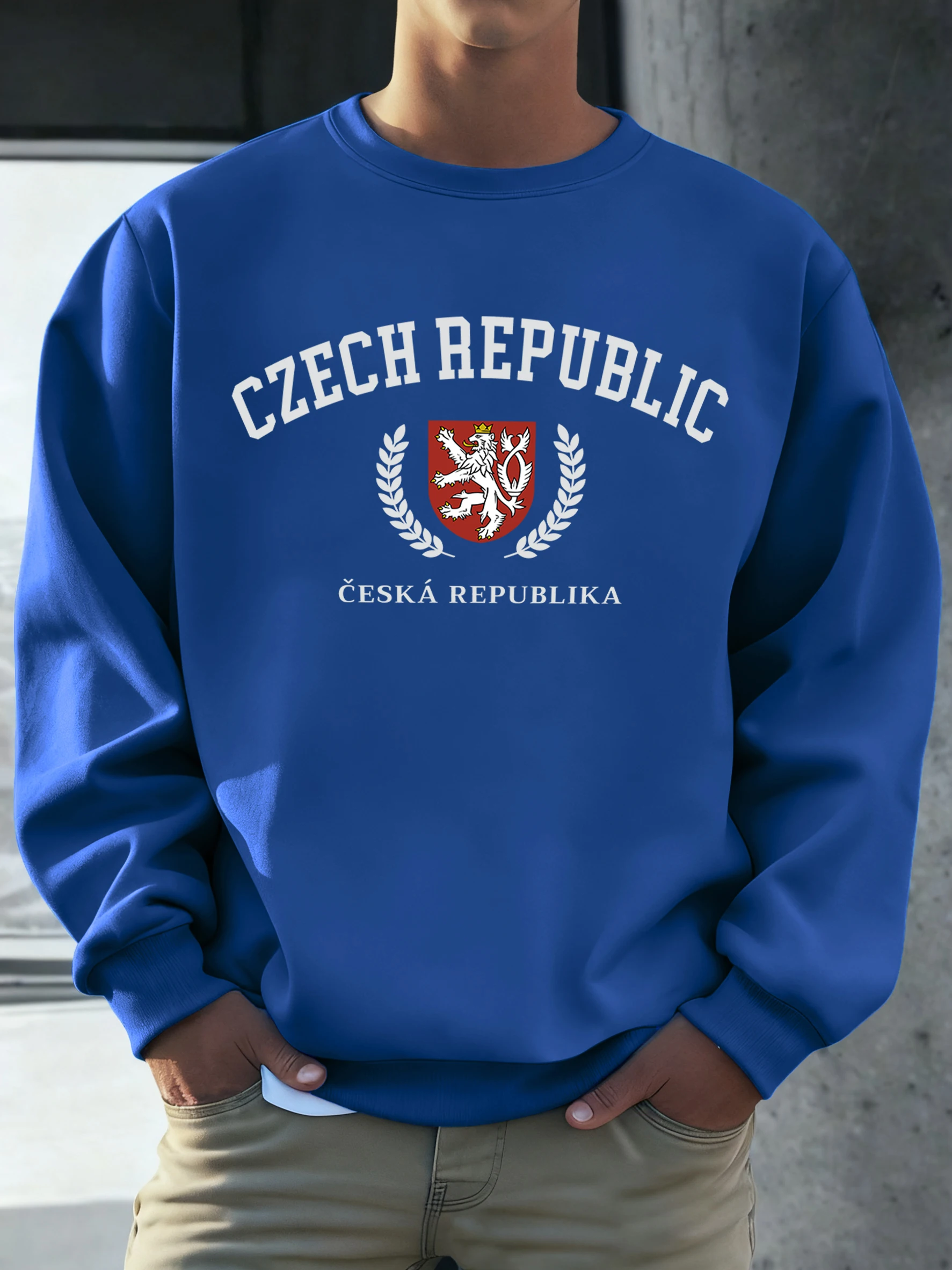 

Мужские пуловеры с принтом флага чешской Республики, флисовые повседневные рубашки без капюшона, свободная одежда с круглым вырезом, удобная спортивная одежда унисекс