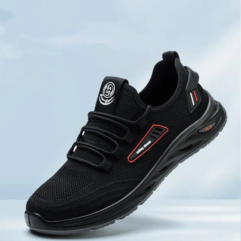 plus size men casual breathable plastic toe caps work safety shoes summer mesh security boots worker insulated footwear protect