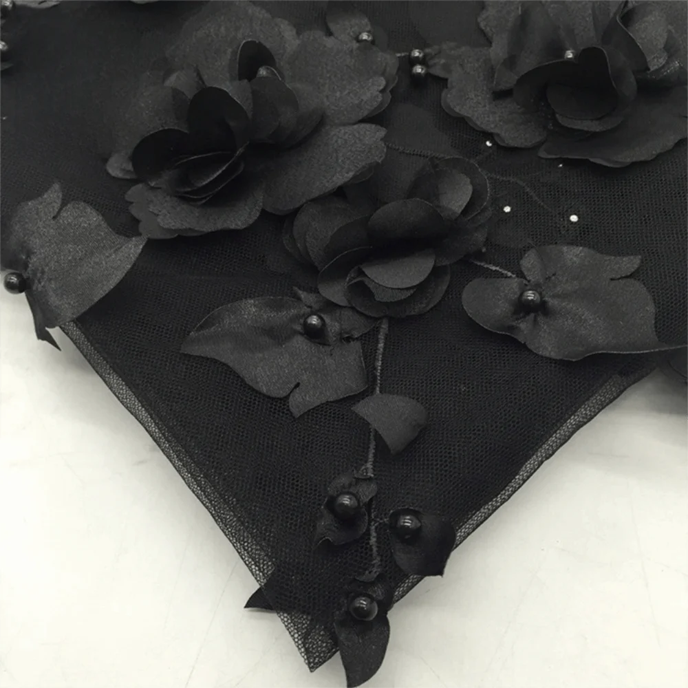 3D Flower Lace Fabric with Beads
