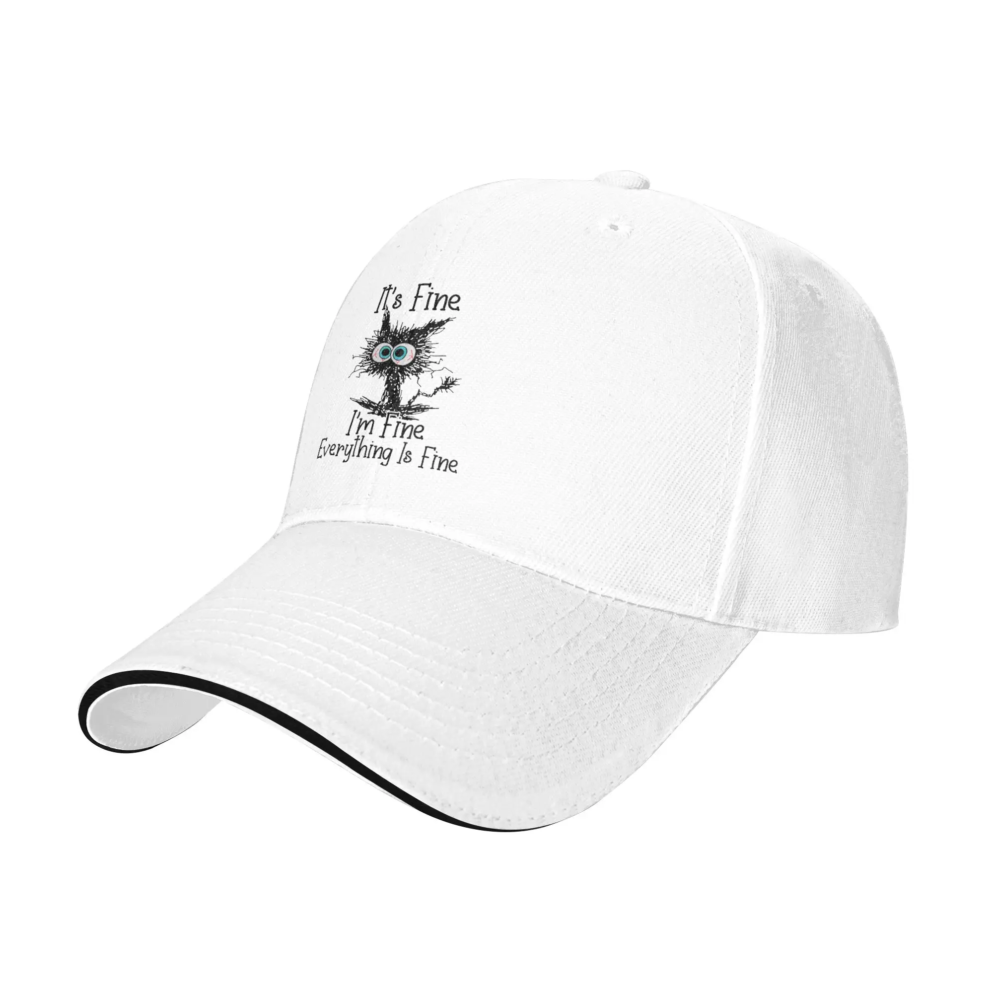 Funny Cat Lover It's Fine I'm Fine Everything is Fine Casual Baseball Cap  Trucker Hat Summer Unisex-Teens Trendy Baseball Caps