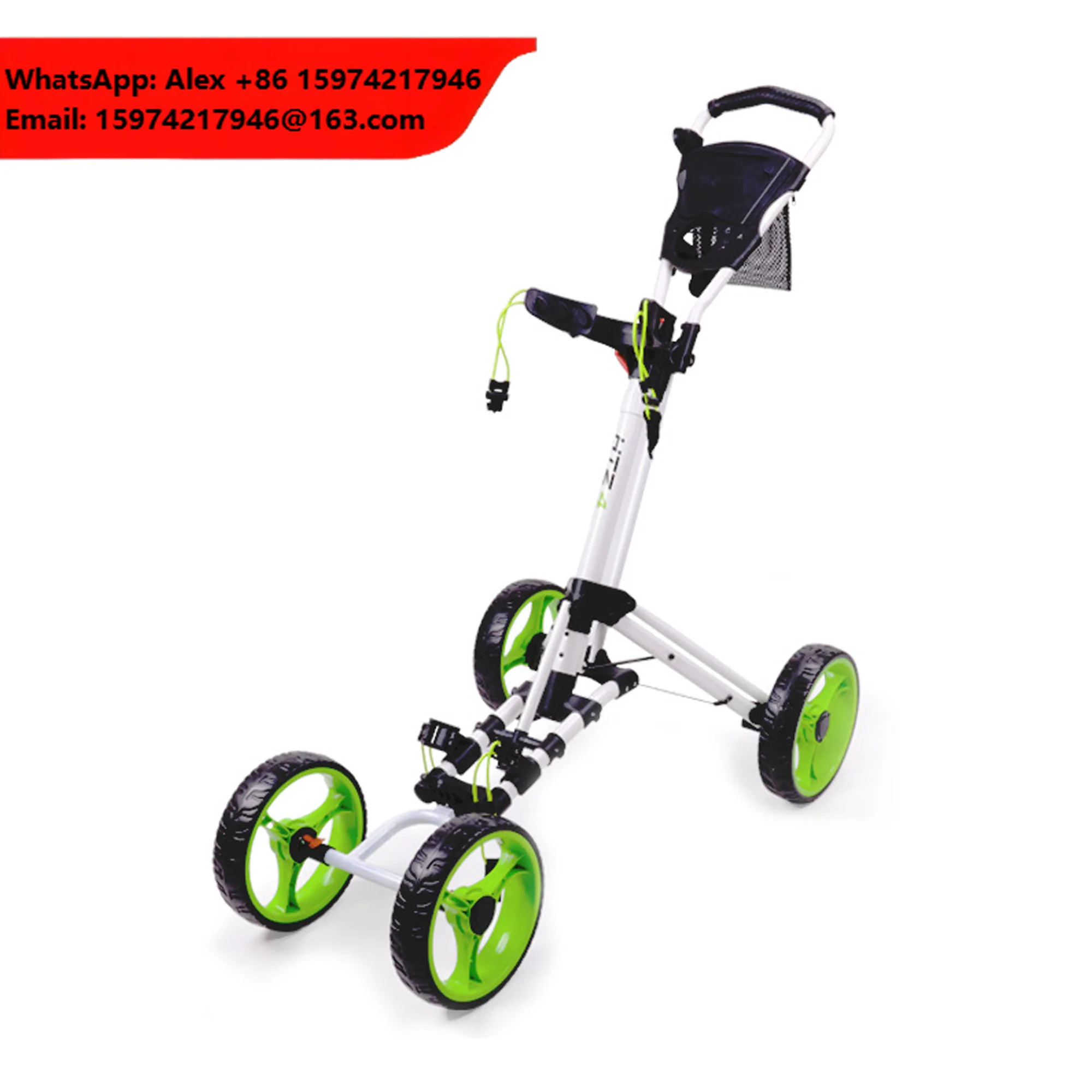 Four-Wheel Foldable Golf Cart 4 Wheel Golf Trolley For Course Convenient 4-Wheel Golf Trolley