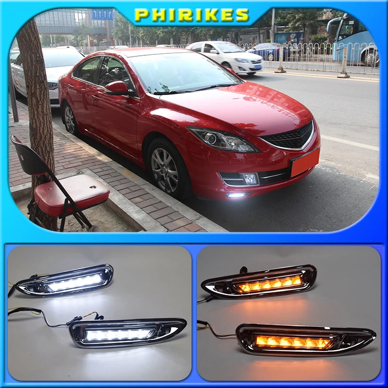 

Car 2pcs for Mazda 6 Mazda6 2008 2009 2010 LED DRL Daytime Running Light Daylight headlight fog lamp cover car-Styling