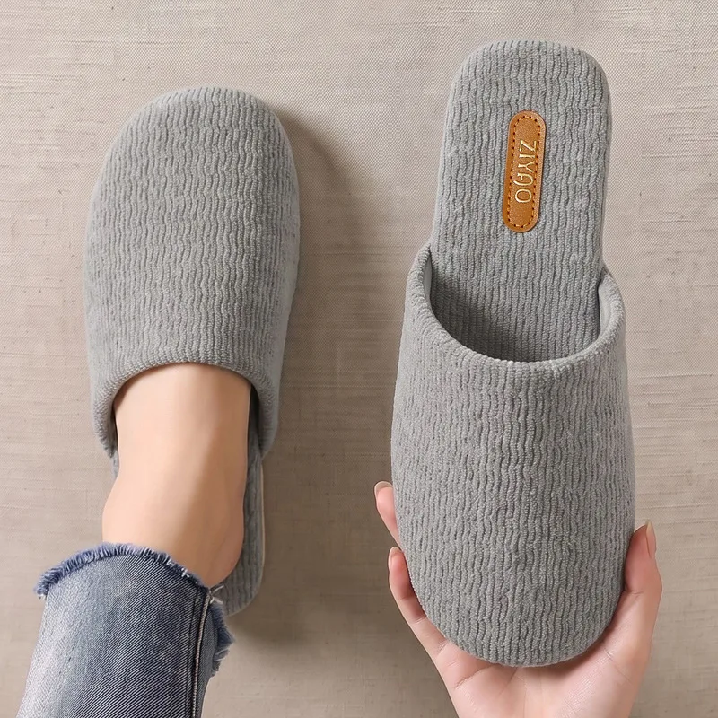 Winter 2027 New Home Cotton Slippers for Men PU Leather Slippers Waterproof Plush Lined Warm House Slippers Big Size 46‑47