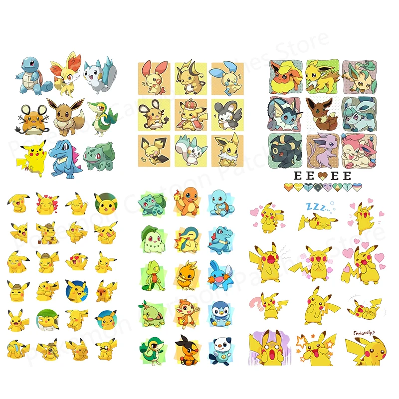 Pokemon Game Iron On Heat Transfers Vinyl Thermal Patches For Clothing DIY Stickers for Kids Clothing T-Shirts Patch Decor Gift