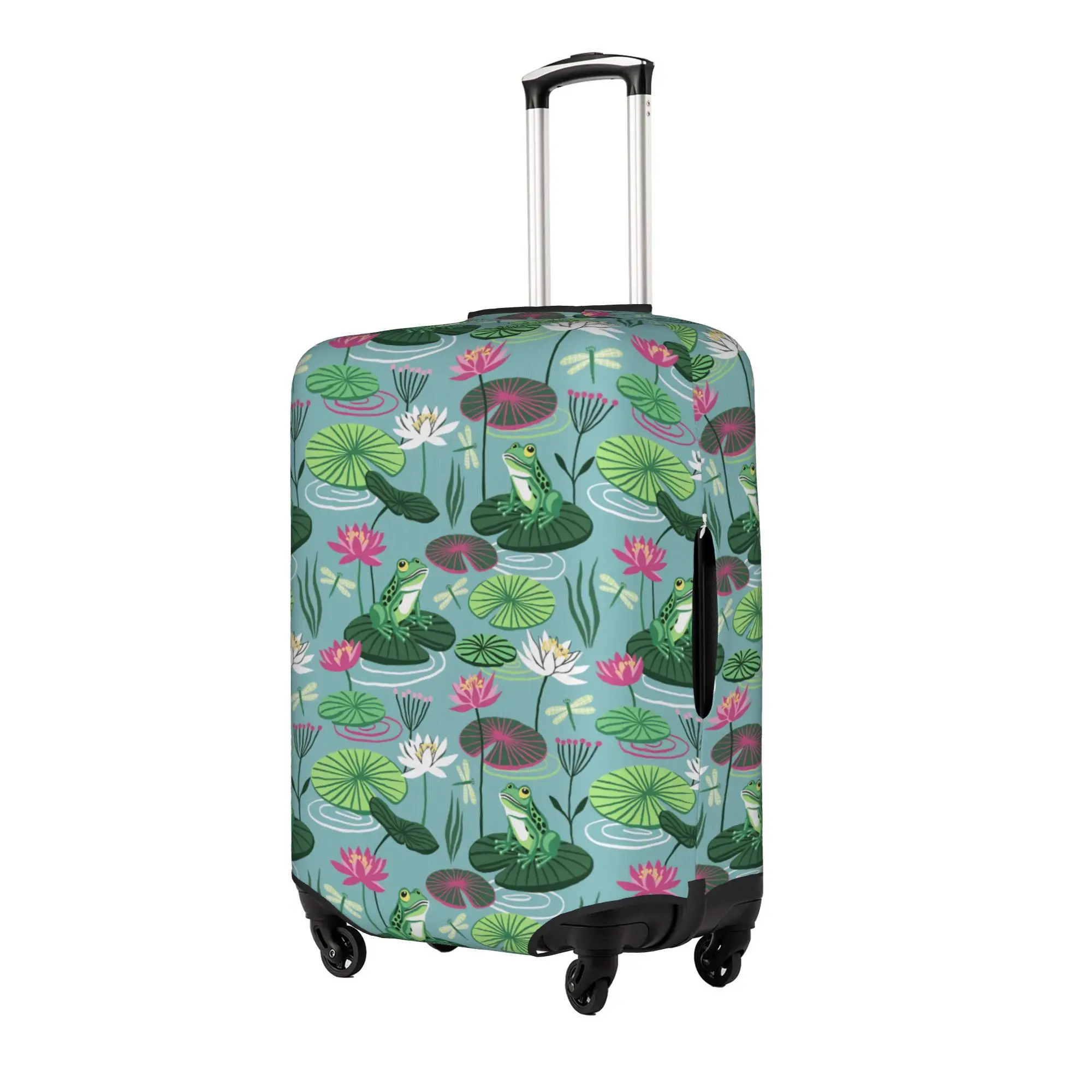 Frogs and water lilies Travel Luggage Cover Dust Proof Animal Lover  Suitcase Cover Protector Fit 18-32 Inch
