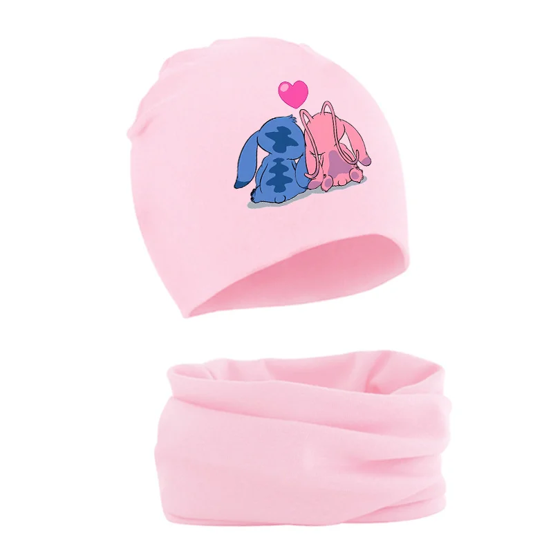 Disney sciarpe cappelli Set Lilo & Stitch Skullies berretti Cartoon Fashion Set di due pezzi berretti inverno caldo ragazzo ragazza regalo di natale