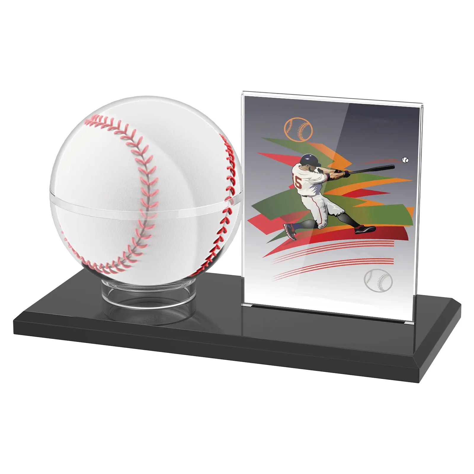 Acrylic Baseball Display Case Transparent Baseball Holder Stand with Card Stand for Collector Ball Protector Presenting