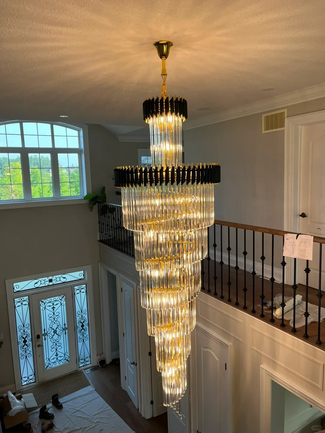 Light Luxury Led Crystal Chandelier Hotel Lobby Living Room Multi-Level Staircase Lighting Stainless Steel Lighting Fixtures