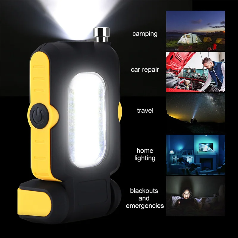 Portable COB Work Light Magnetic Hanging Work Torch Wide Angle Flood Light Flashlight for Auto Repair Camping Emergency