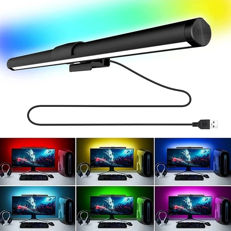 Monitor Light Bar LED Computer Screen Hanging Lights RGB Atmosphere Table Lamp for Work Study Read Gaming Stepless Dimmable