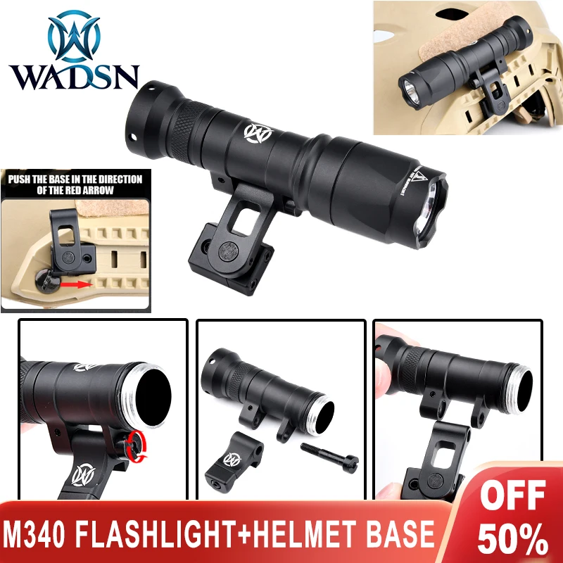 

Wadsn M340A M340B Tactical Flashlight M340C M340W Strobe Scout Light Hunting Weapon Lamp FAST Helmet ARC Picatinny Rail Mount