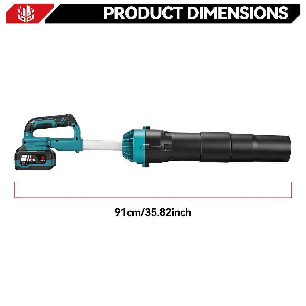 ONEVAN 8000W 400M/s Bürstenloser Elektrischer Turbo-Gebläse, Kabelloser Laubbläser mit Hoher Reinigungsleistung, Kompatibel mit Makita 18V Akku – Detail 5