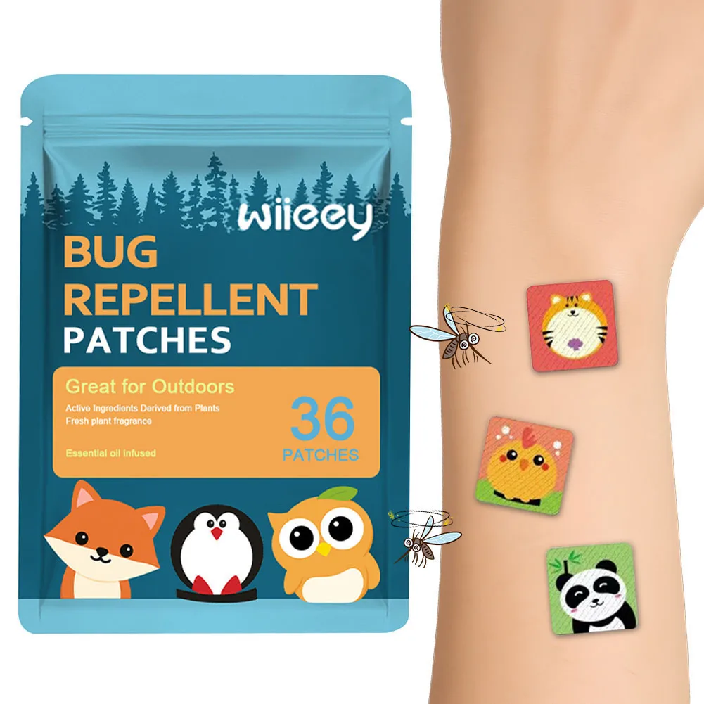 Paquete de 36 pegatinas de parches antimosquitos, parches antimosquitos de citrella sin DEET, aceite esencial infundido para viajar, acampar y hacer senderismo