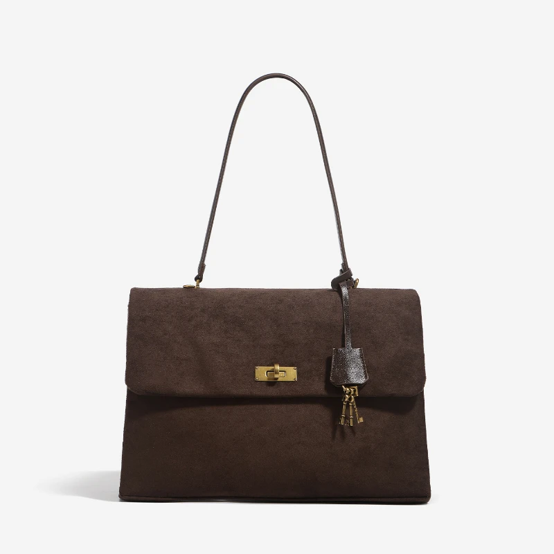 

New Retro Tote Bag Brand Suede Messenger Bag Large Capacity Commuter Shoulder/crossbody Bag Autumn/winter Versatile Women's Bags
