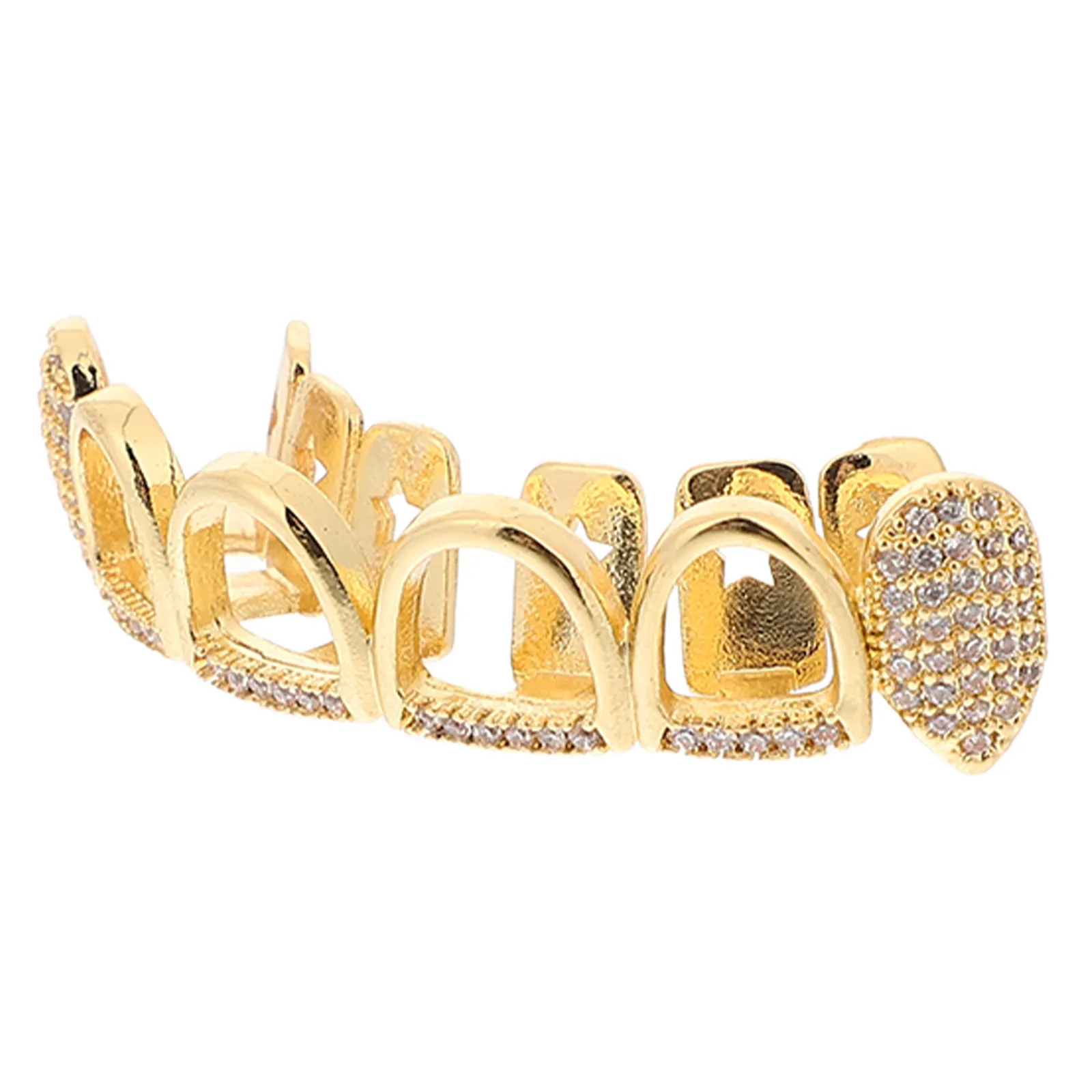 

Набор золотых зубных грилов с дизайном клыков, украшения для зубов на Хэллоуин, накладные зубные коронки, циркониевые грилы для рта, для вечеринок в стиле хип-хоп