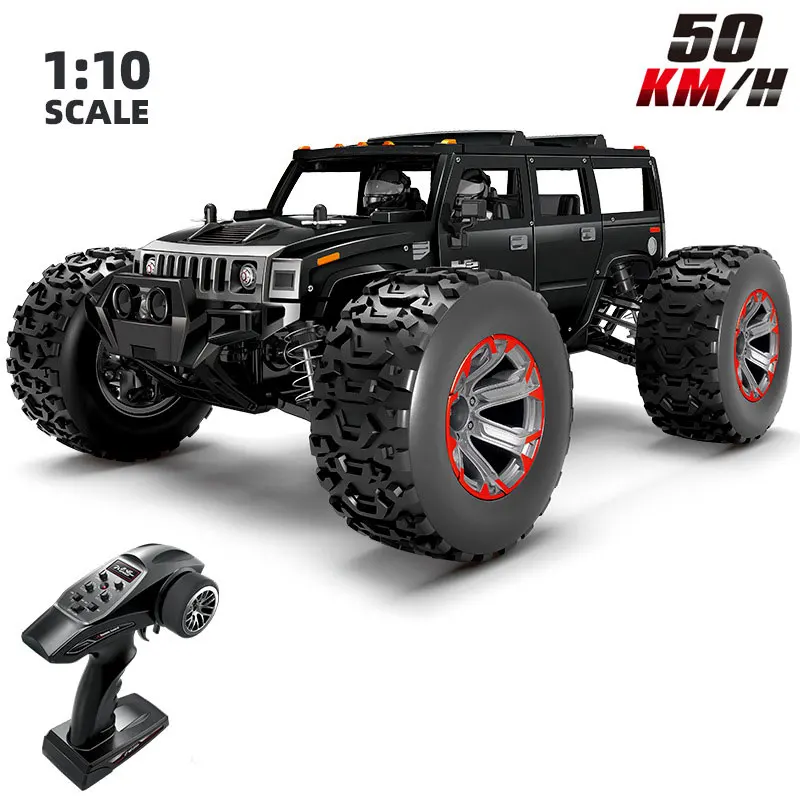 

1/10 RC Car With Led Light 4WD 50KM/h Carbon Brush Alloy Bottom High Speed Off Road Drifting Racing Truck Gifts AC151