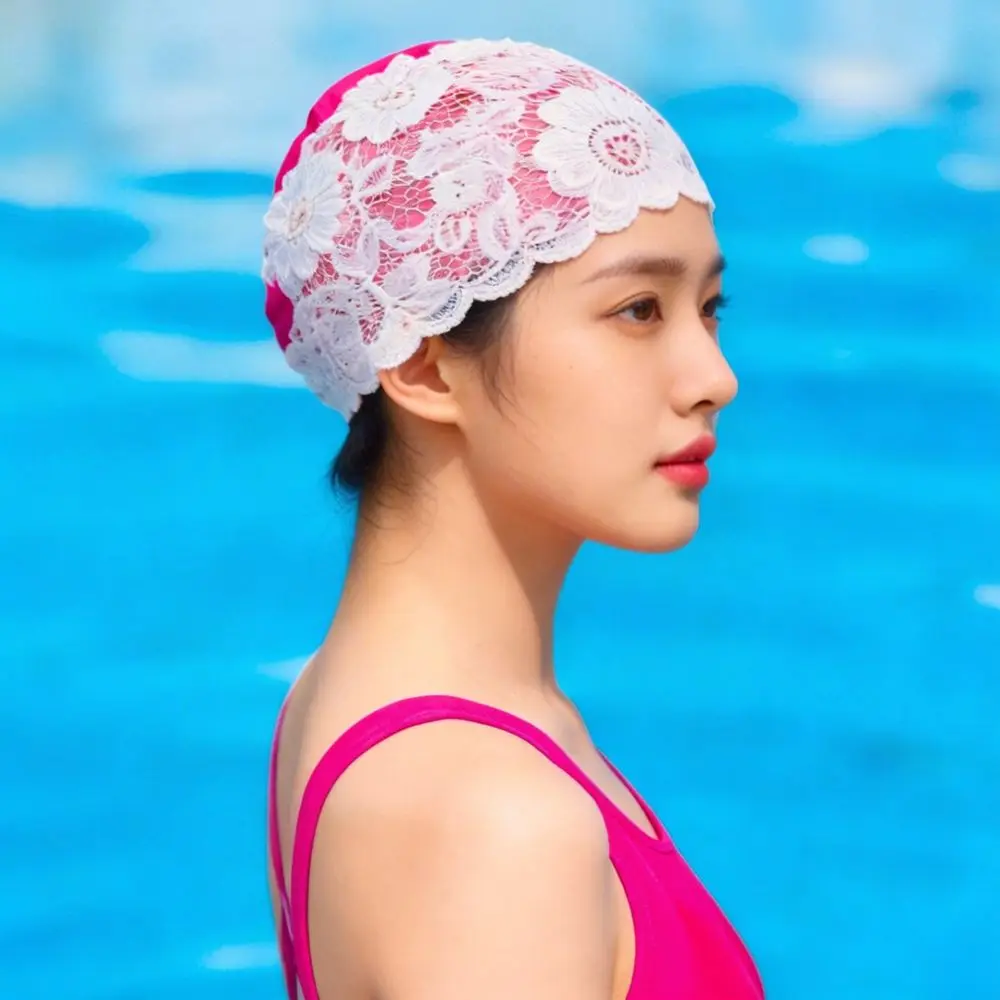 Elegant Waterproof Swimming Cap For Long Hair Women Large Size PU Hat Comfortable Ear Protection Adult Swim Gear For Pool Sports