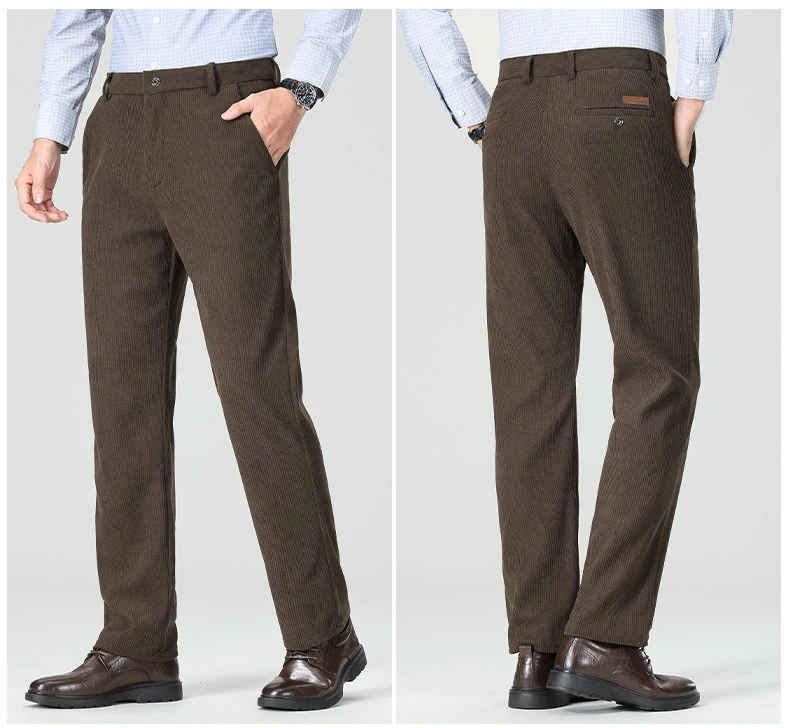 Business-Freizeithose für Herren, Cord-Anzughose, Herbst, formelle Anzughose, Braun, Marineblau, Khaki, 29–42 – Detail 6