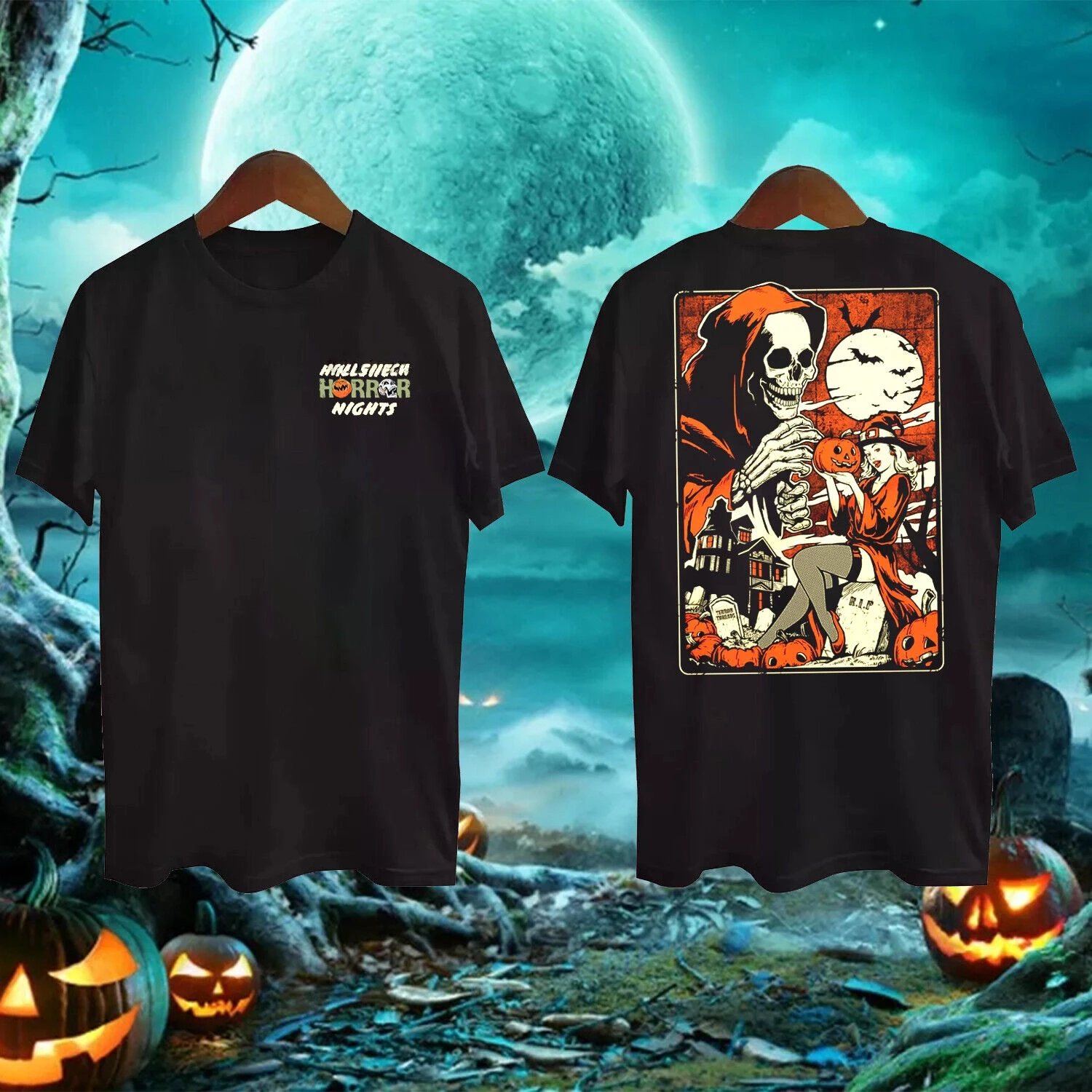 

Halloween Horror Night 2025 Halloween Eve Horror Design Printed T-shirt High-quality street fashion pure cotton Men's T-shirt