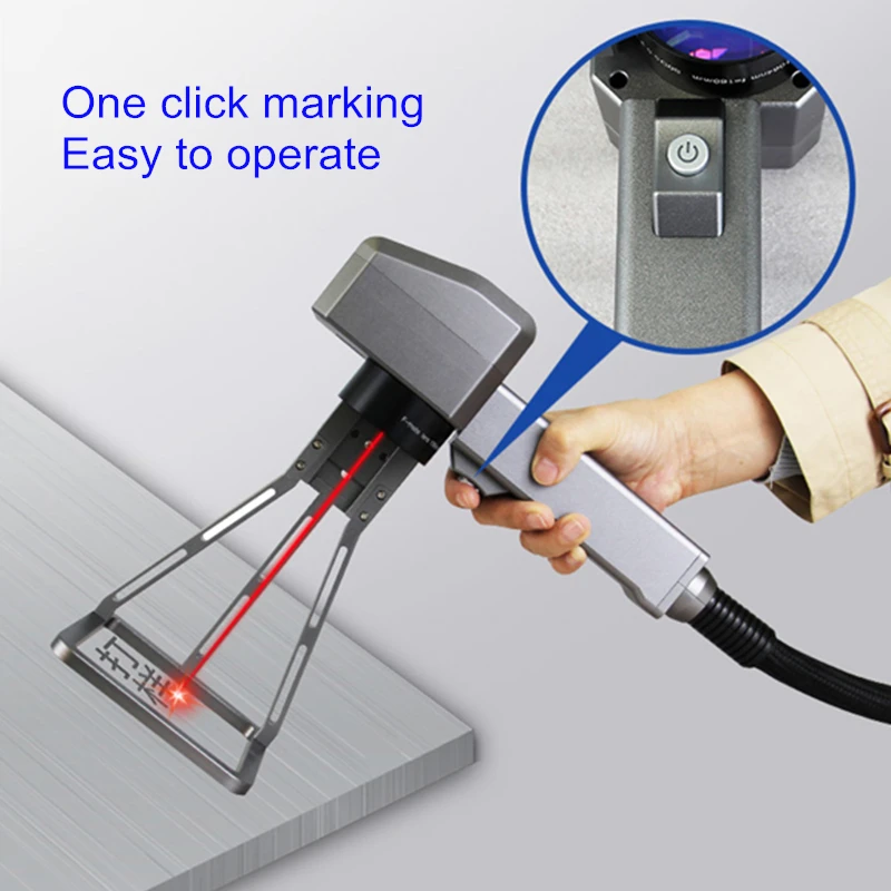 Handheld 50W Fiber Laser Nameplate Marking Machine 30W 20W Align System Scanner for PVC Plastic Stainless Steel Metal Engraving