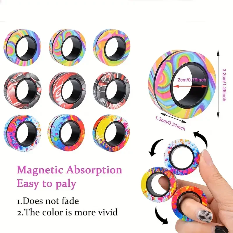 3 stks Magnetische Ringen Spinner Fidget Speelgoed Set Vinger Magneten Ringen voor Angst Relief Therapie Fidget Pack Cadeau voor Volwassenen Tieners Kid