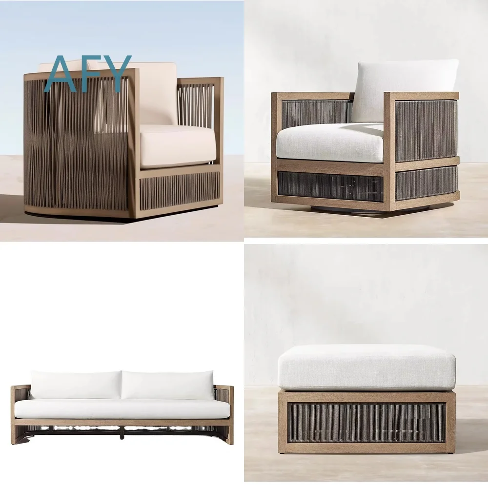 Outdoor Wooden Patio Dining Table Set with Cushions for Garden Backyard Deck Balcony Furniture for Home Outdoor Living for