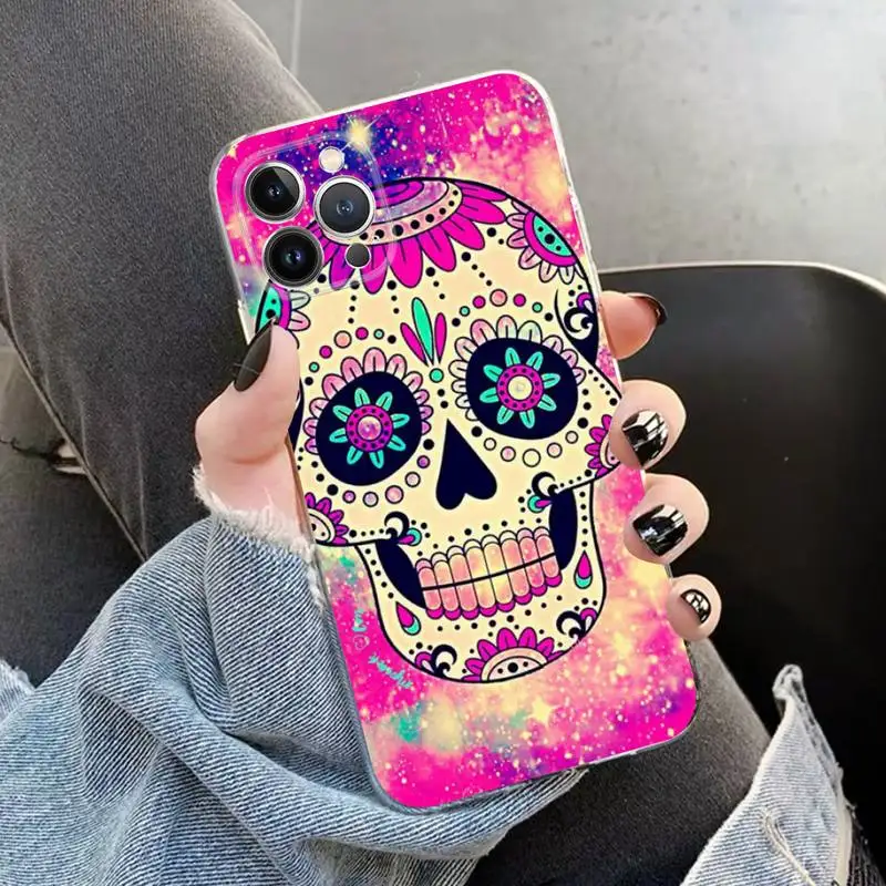 Mexican Catrina Skull Cover Phone Case Silicone Soft for iphone 14 13 12 11 Pro Mini XS MAX 8 7 6 Plus X XS XR Cover