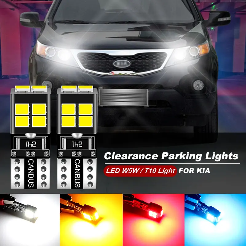 2PCS For Kia Sorento 1 2 2002 2003 2004 2005 2006 2007 2008 2009 2010 2011 2012 LED Parking Light T10 W5W Clearance Lamp CANbus