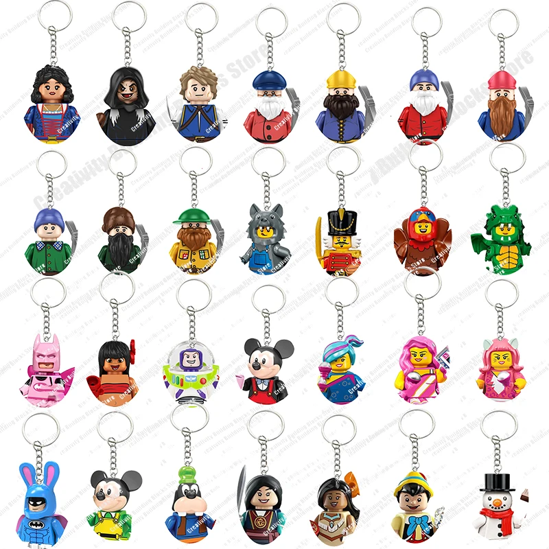 

New Disney Keychain Hot Series Classic Movie Princess Girl 3D Model DIY Building Block Toy Model Children's Toy Gifts