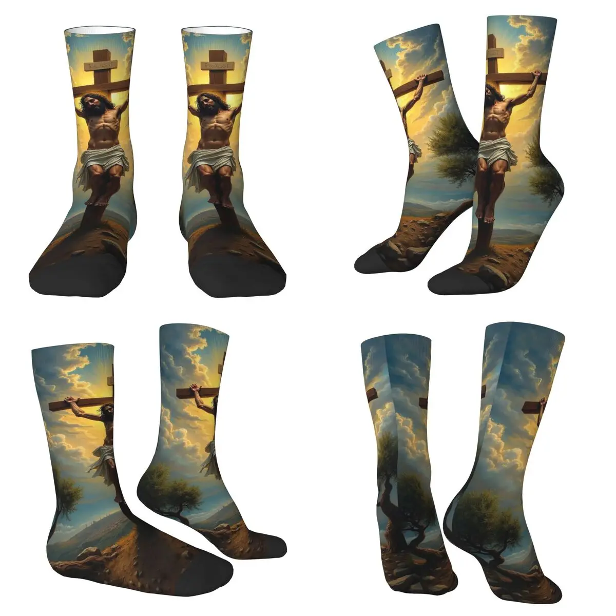 

Jesus Rebirth Theme Socks Harajuku High Quality Stockings All Season Long Socks Accessories for Man's Woman's Birthday Present