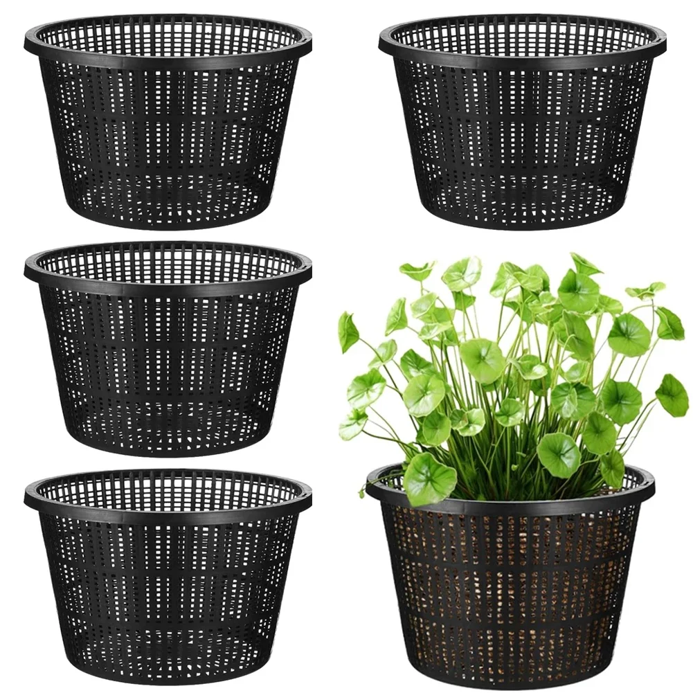Accessory Garden Net Baskets Height 5 Inches Aquatic Net Pots 5-Piece Set Dense Mesh Holes Optimal Water Circulation