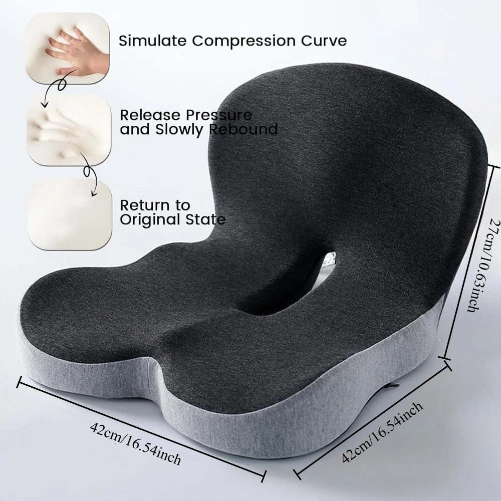 Seat Cushion for Office Chair and Car, Ergonomic Memory Foam L-Shaped Integrated Seat Cushions, Memory Foam Office Chair Cushion