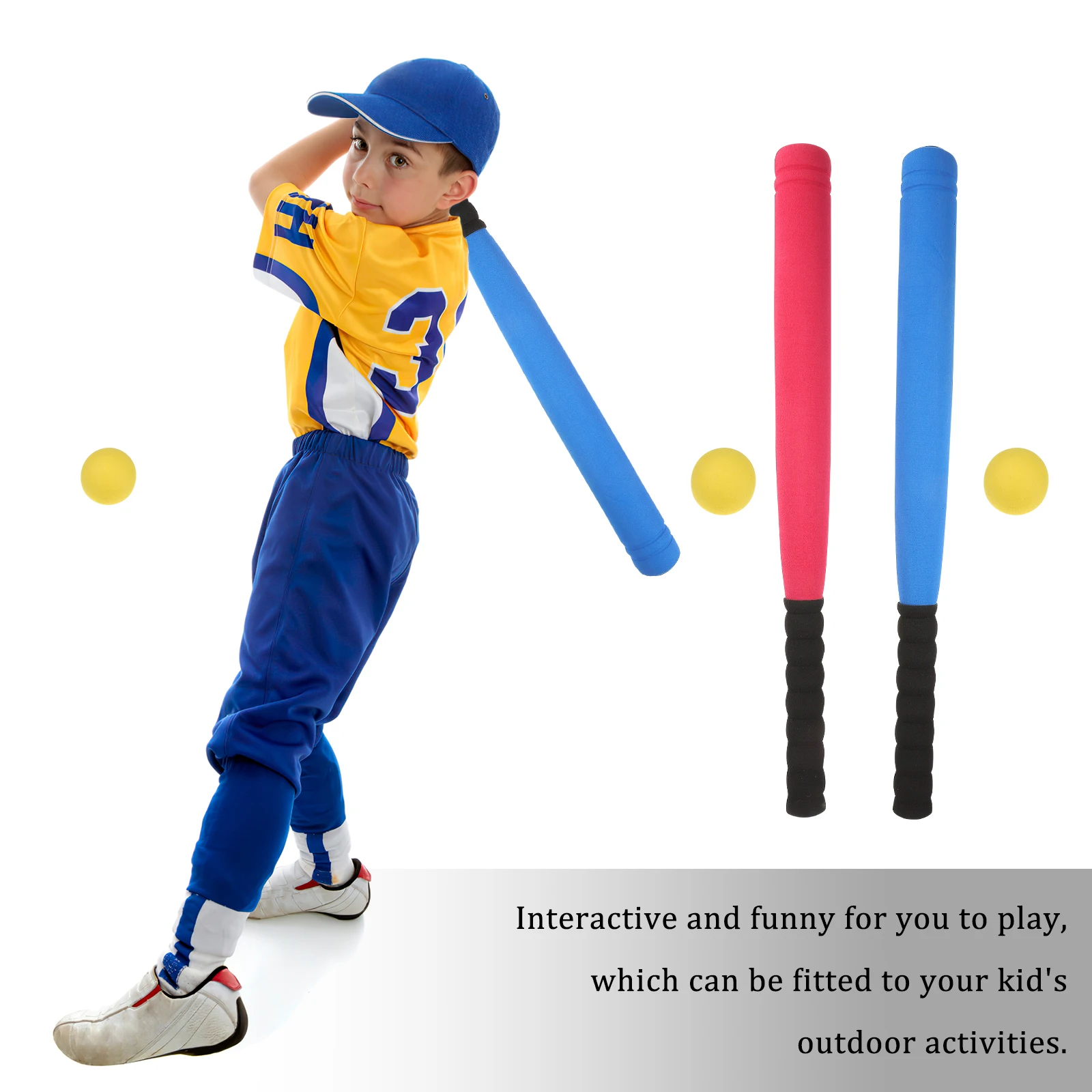 1 set Children's Baseball Bat Premium Aluminum Red High-Density Sponge EVA Toddler Kids Toy Outdoor Backyard Exercise