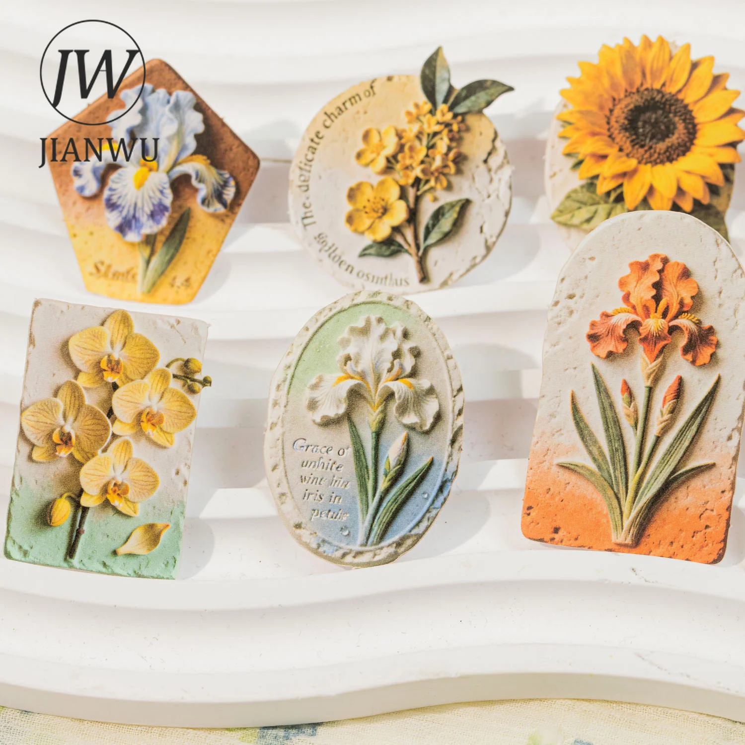 JIANWU Vintage Plant Flower Relief Landscape Material Collage Scrapbooking Sticker Creative DIY Journal Stationery