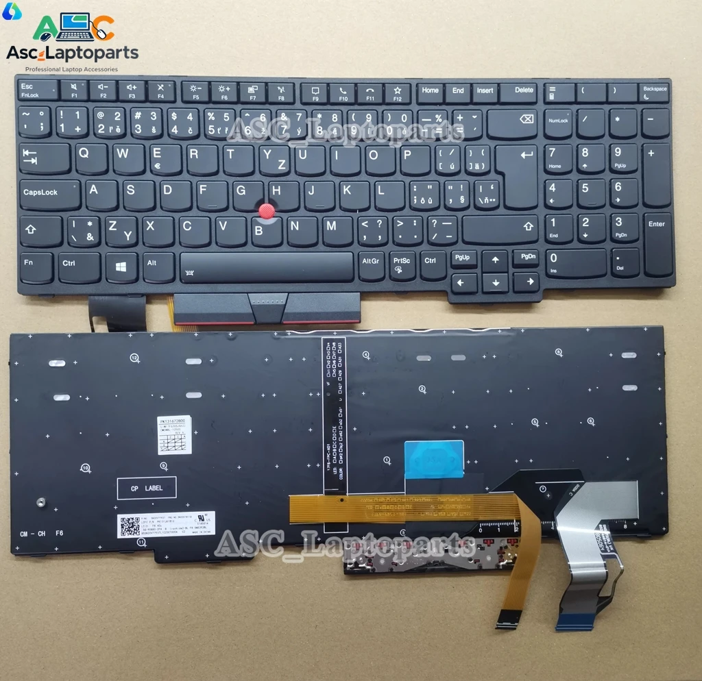 New Czech Slovak Keyboard for Lenovo Thinkpad T15 Gen 1 / Gen 2, P15s Gen 1 / Gen 2 Laptop Black Frame Black, BACKLIT, Pointer