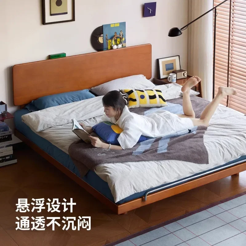 for Bauhaus Flush Bed Small Apartment Mici Master Bedroom Medieval Simple Double Bed Suspended Solid Wood Bed