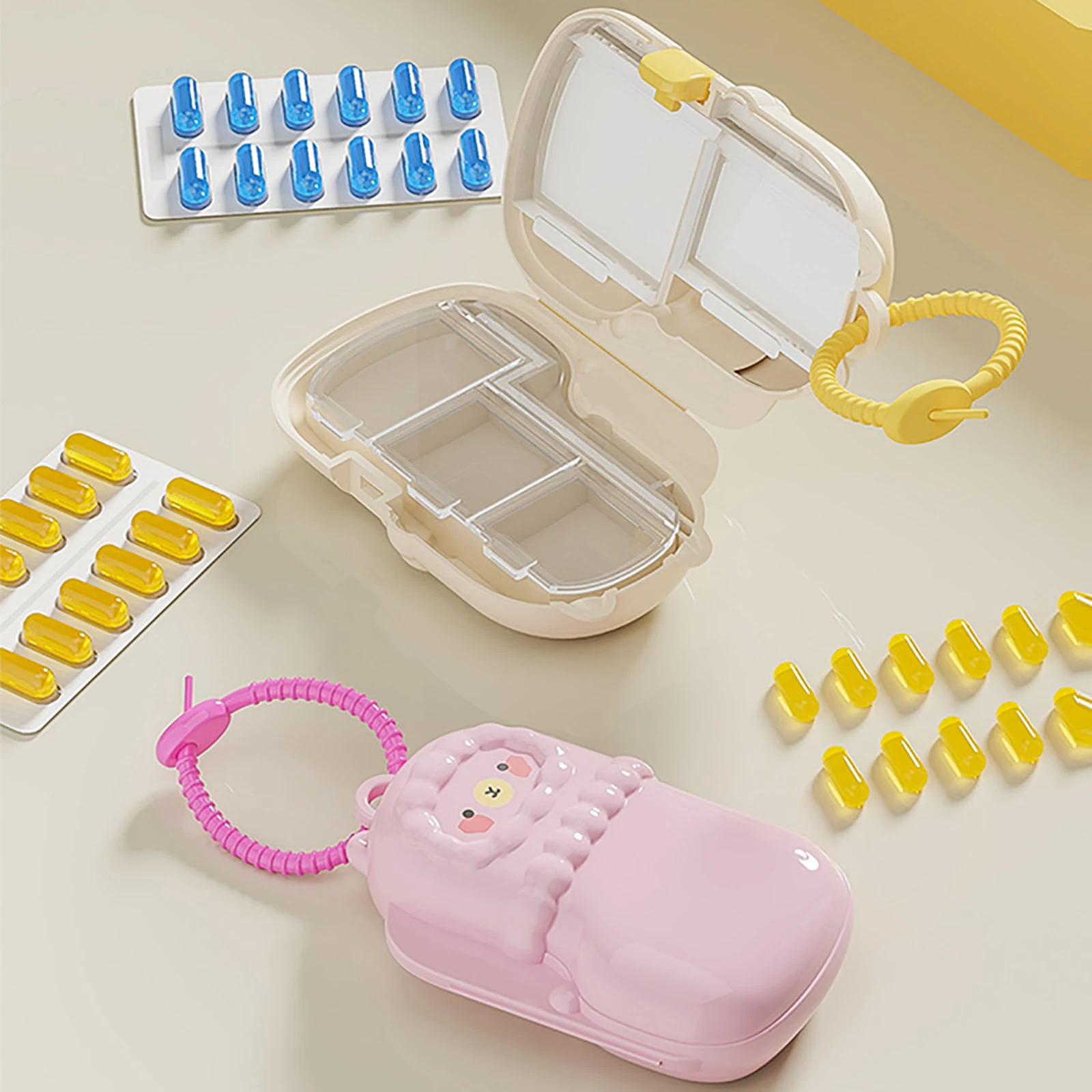 

1 шт., мини-портативная коробка для таблеток в форме альпаки, диспенсер для таблеток, герметичная коробка для хранения таблеток, органайзер для таблеток, чехол для планшета, разделитель лекарств