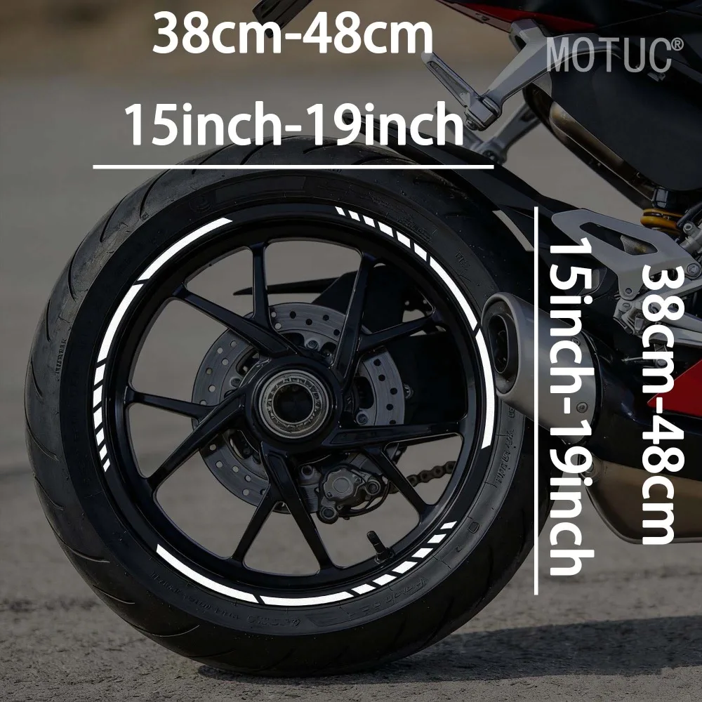 16PCS/1Set for 15-19 Inch Reflective Motorcycle Wheel Stickers Waterproof for DIY Motorbike Hub Vinyl Decals Modified Decors