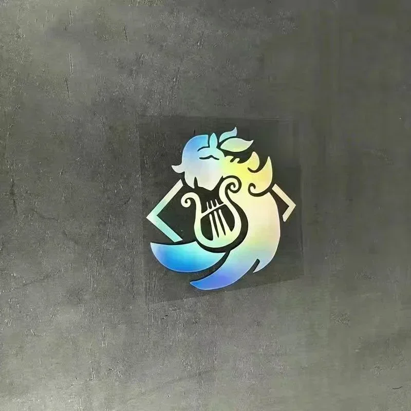 10cm X 8cm Genshin Impact Beelzebul Hu Tao Zhong Li Klee Yae Miko Paimon Video Game Logo Icon Stationery Laser Flash Car Sticker