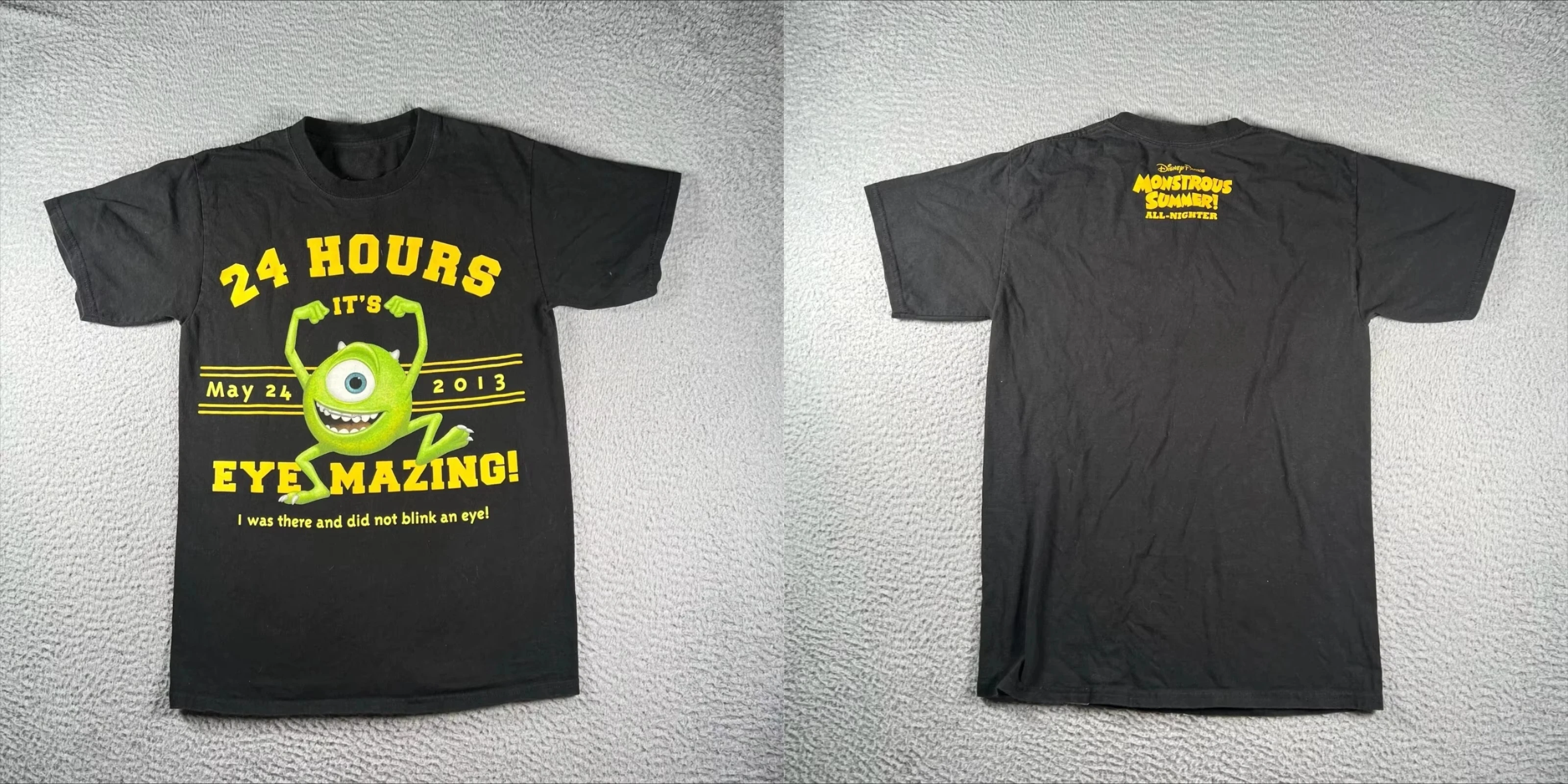 

2025 Disneyland T Shirt Mens Small Black Short Sleeve Mike Wazowski Graphic Unisex Cotton Short Sleeve High Street