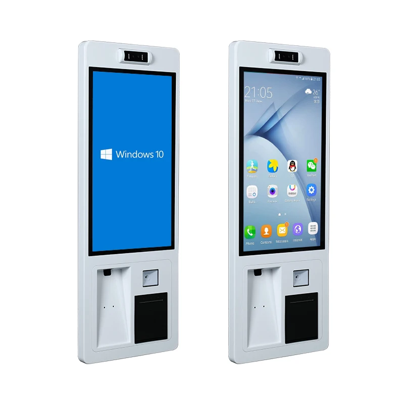 Intelligent Terminal 15.6 21.5 23.8 27 32 Inch Touch Screen Kiosk Win Android Self Service Payment Kiosk with Printer POS Space