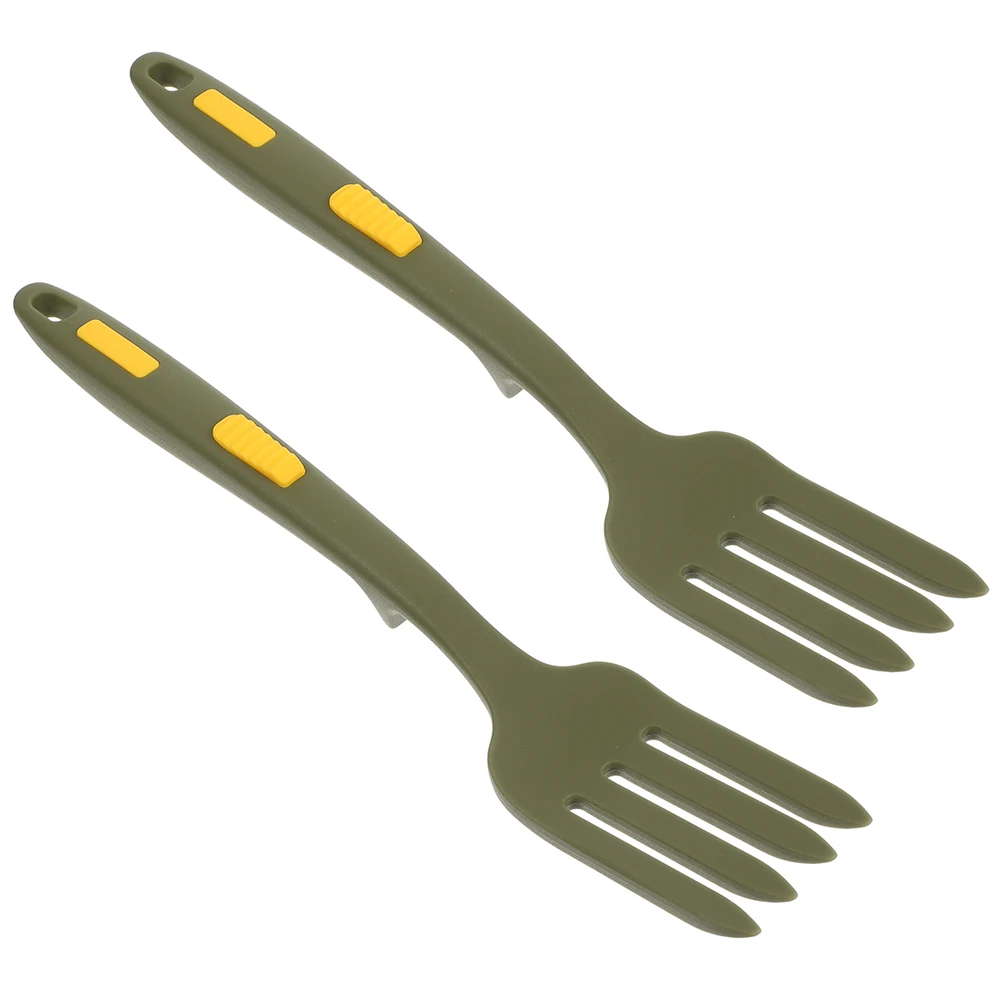 

2 Pcs Silicone Cooking Forks Reusable Flexible Pasta Serving Cutlery Salad Forks Wear Resistant Food Spaghetti